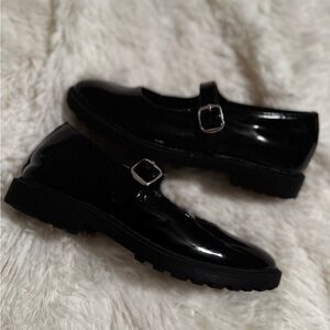 GB Girls Black Patent Loafers